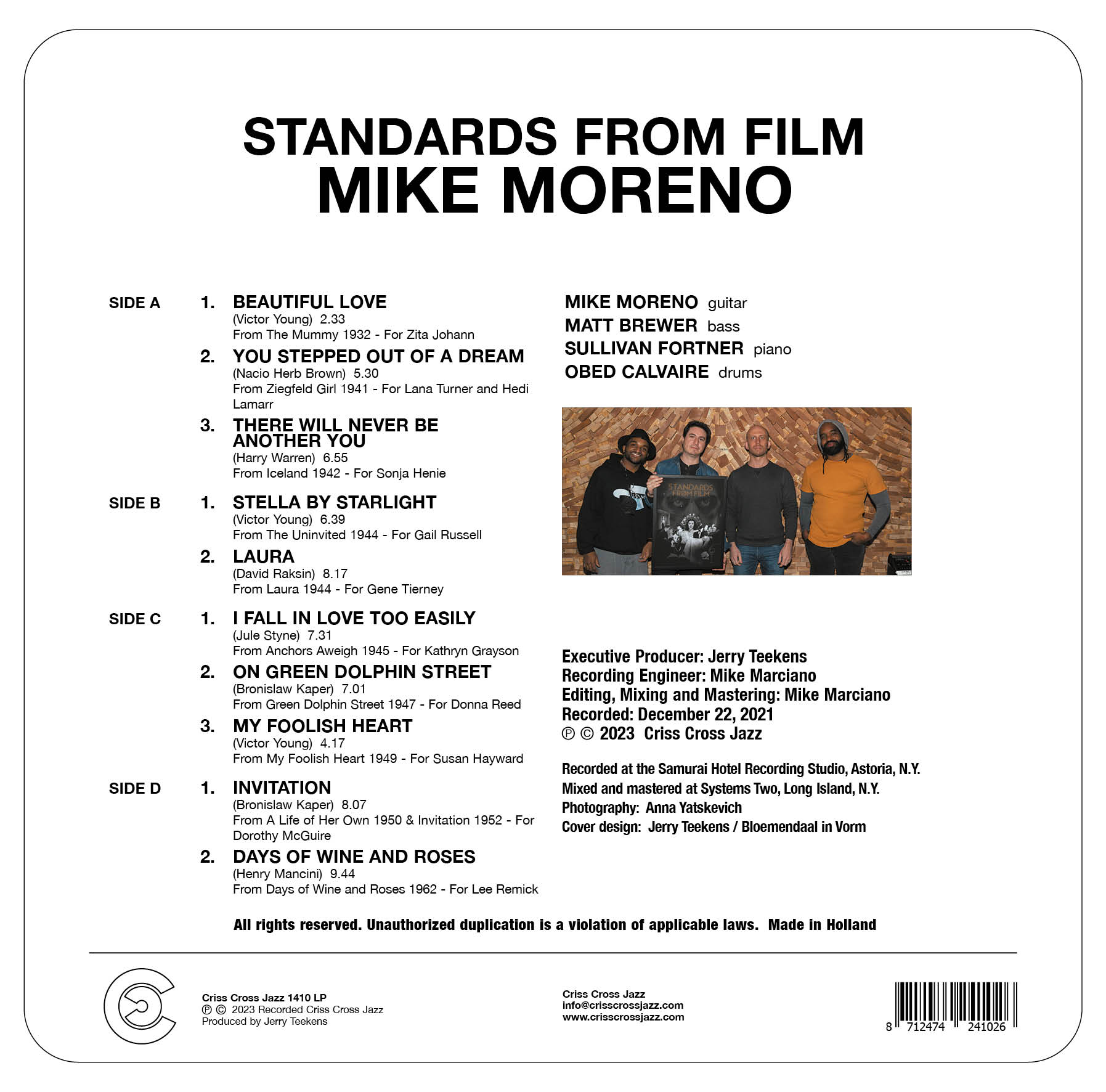 Standards From Filme LP backside